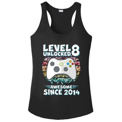 Cool Level 8 Unlocked Awesome Since 2014 Gamer Ladies PosiCharge Competitor Racerback Tank