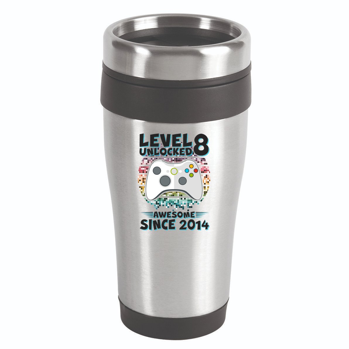 Cool Level 8 Unlocked Awesome Since 2014 Gamer 16oz Travel Tumbler