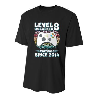 Cool Level 8 Unlocked Awesome Since 2014 Gamer Youth Performance Sprint T-Shirt