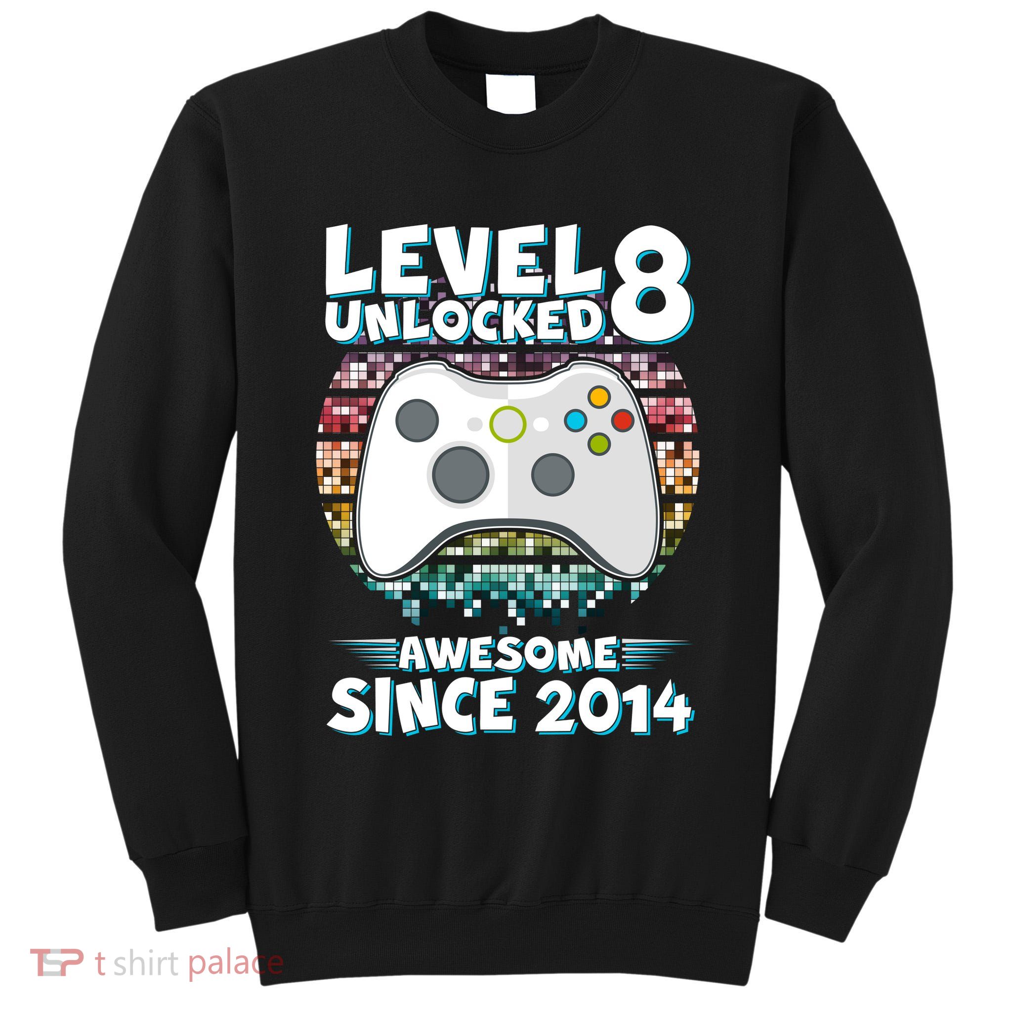 Cool Level 8 Unlocked Awesome Since 2014 Gamer Tall Sweatshirt