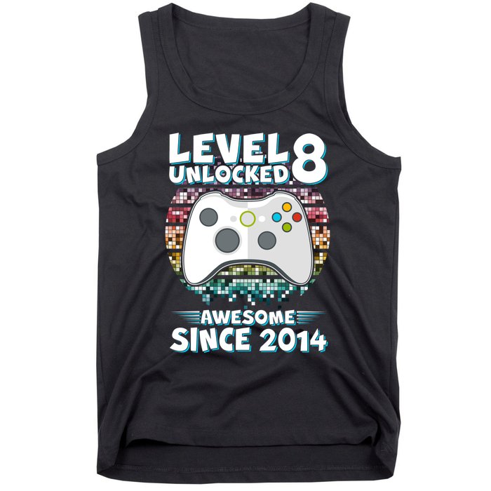 Cool Level 8 Unlocked Awesome Since 2014 Gamer Tank Top