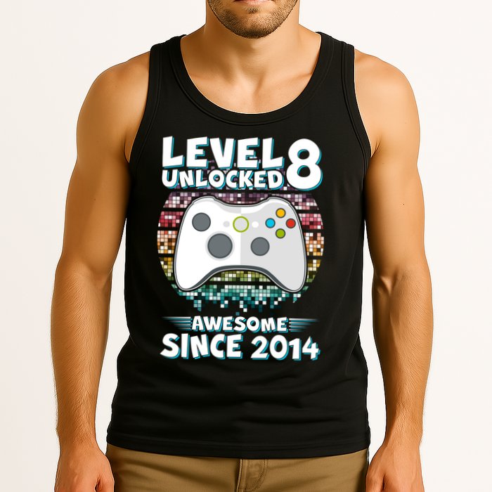 Cool Level 8 Unlocked Awesome Since 2014 Gamer Tank Top