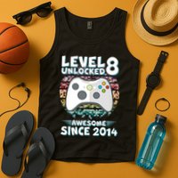 Cool Level 8 Unlocked Awesome Since 2014 Gamer Tank Top