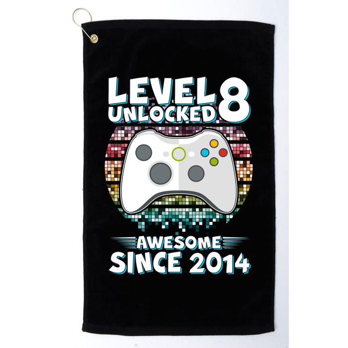 Cool Level 8 Unlocked Awesome Since 2014 Gamer Golf Towel