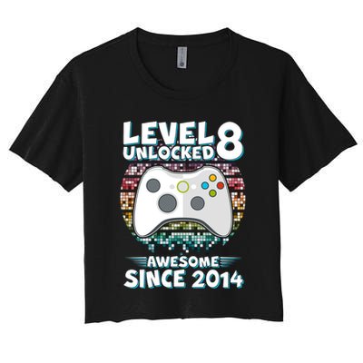 Cool Level 8 Unlocked Awesome Since 2014 Gamer Crop Top