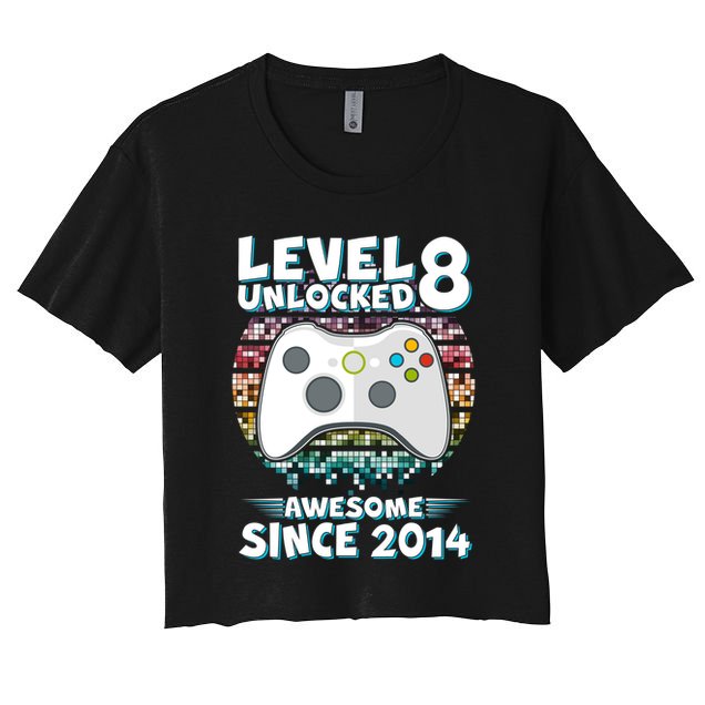 Cool Level 8 Unlocked Awesome Since 2014 Gamer Crop Top