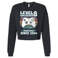 Cool Level 8 Unlocked Awesome Since 2014 Gamer Cropped Pullover Crew