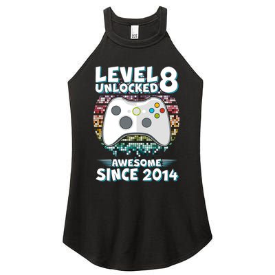 Cool Level 8 Unlocked Awesome Since 2014 Gamer Women's Perfect Tri Rocker Tank