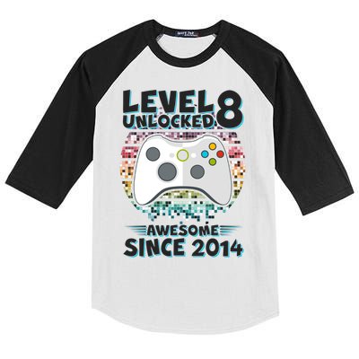 Cool Level 8 Unlocked Awesome Since 2014 Gamer Kids Colorblock Raglan Jersey