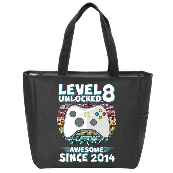 Cool Level 8 Unlocked Awesome Since 2014 Gamer Zip Tote Bag