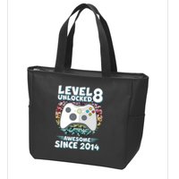 Cool Level 8 Unlocked Awesome Since 2014 Gamer Zip Tote Bag