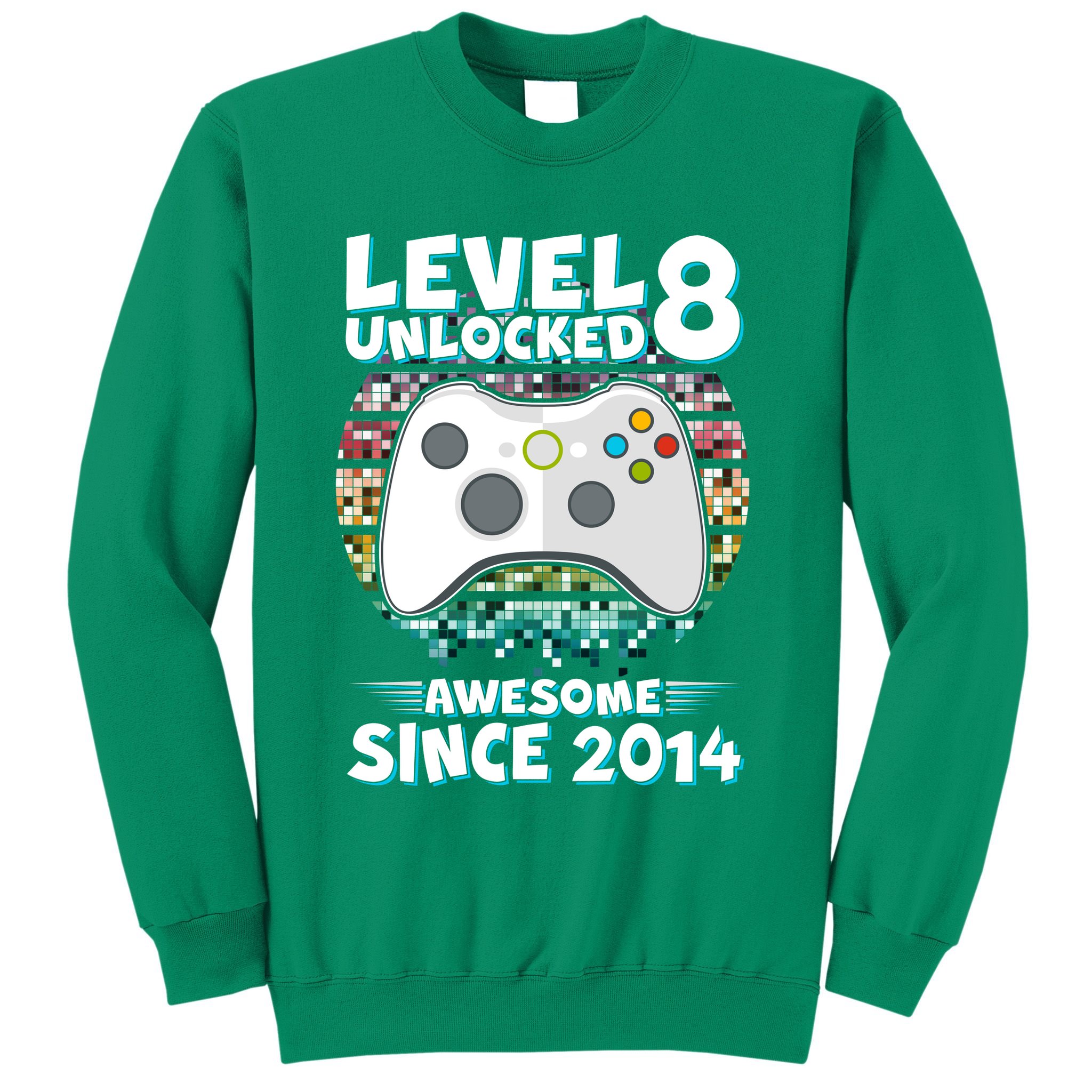 Cool Level 8 Unlocked Awesome Since 2014 Gamer Sweatshirt