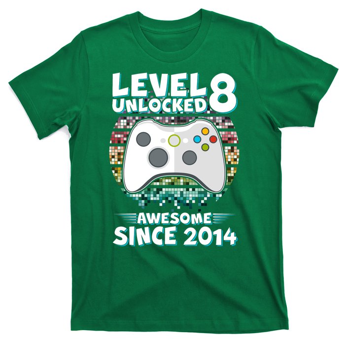 Cool Level 8 Unlocked Awesome Since 2014 Gamer T-Shirt