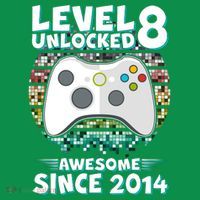 Cool Level 8 Unlocked Awesome Since 2014 Gamer Tall T-Shirt