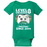 Cool Level 8 Unlocked Awesome Since 2014 Gamer Baby Bodysuit
