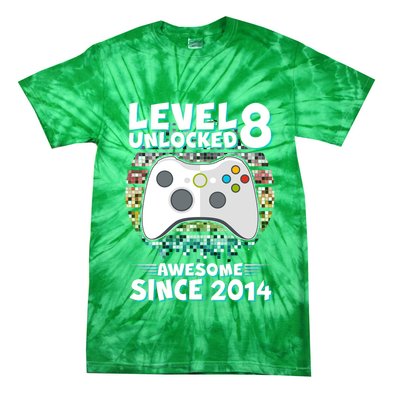 Cool Level 8 Unlocked Awesome Since 2014 Gamer Tie-Dye T-Shirt