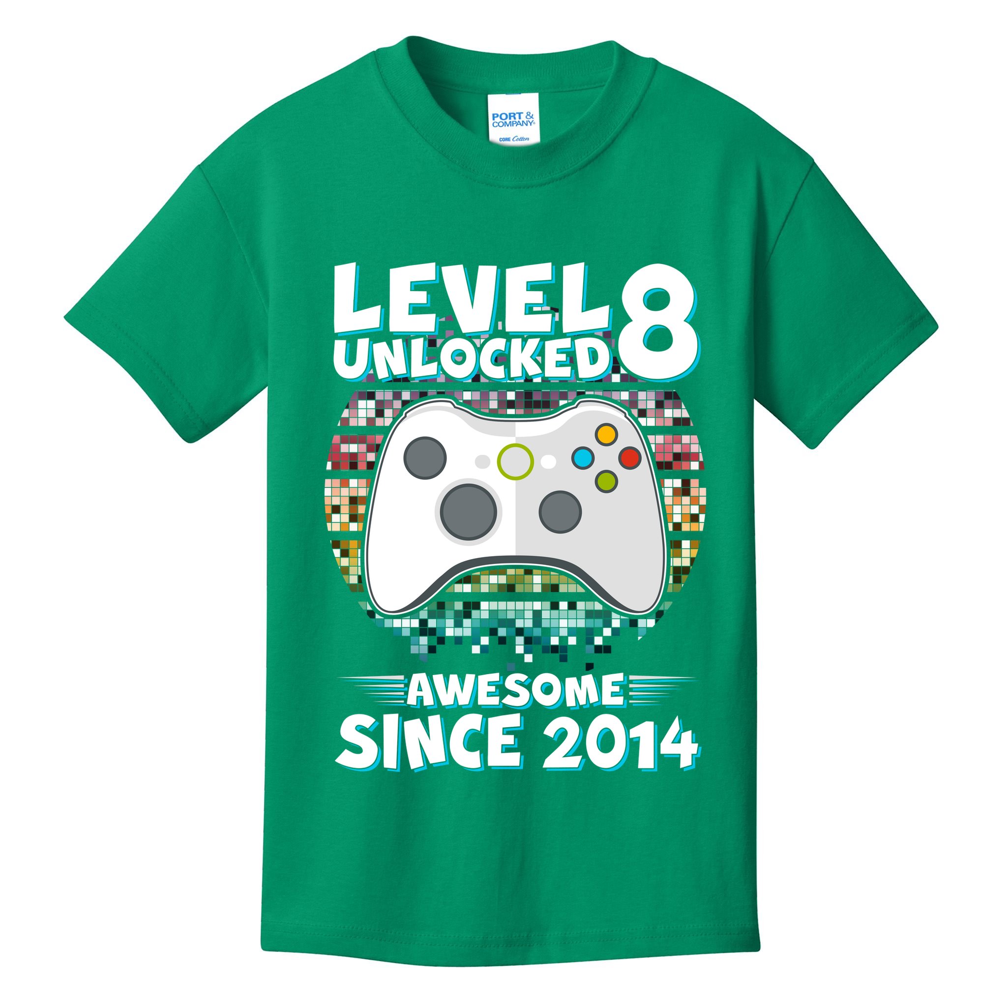 Cool Level 8 Unlocked Awesome Since 2014 Gamer Kids T-Shirt