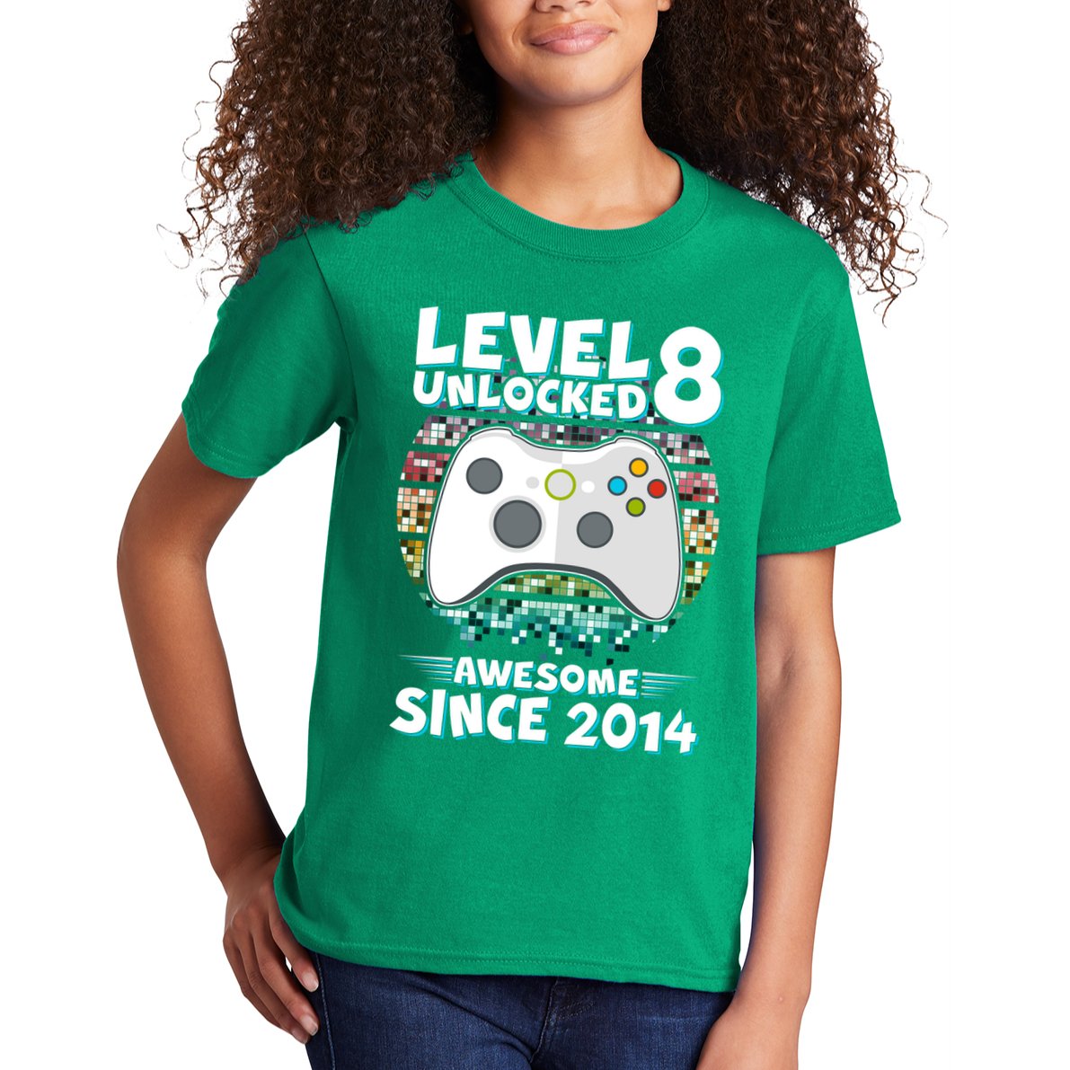 Cool Level 8 Unlocked Awesome Since 2014 Gamer Kids T-Shirt