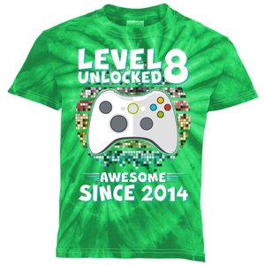 Cool Level 8 Unlocked Awesome Since 2014 Gamer Kids Tie-Dye T-Shirt