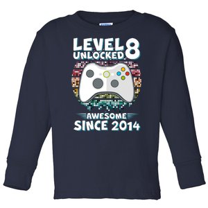 Cool Level 8 Unlocked Awesome Since 2014 Gamer Toddler Long Sleeve Shirt