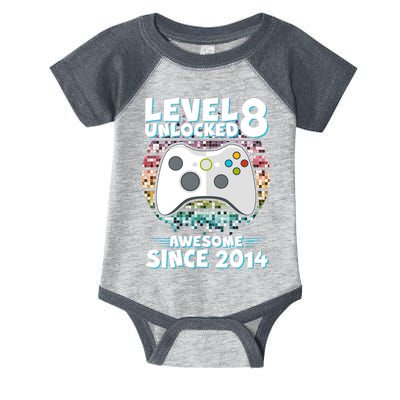 Cool Level 8 Unlocked Awesome Since 2014 Gamer Infant Baby Jersey Bodysuit