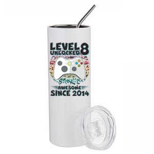 Cool Level 8 Unlocked Awesome Since 2014 Gamer Stainless Steel Tumbler