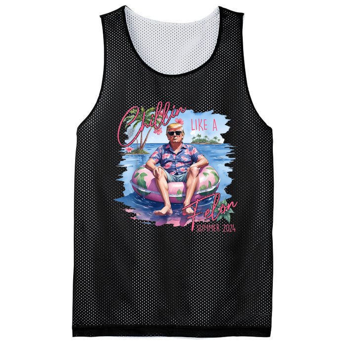 Chillin Like A Felon Funny Trump For President Summer 2024 Mesh Reversible Basketball Jersey Tank