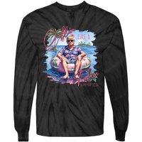 Chillin Like A Felon Funny Trump For President Summer 2024 Tie-Dye Long Sleeve Shirt