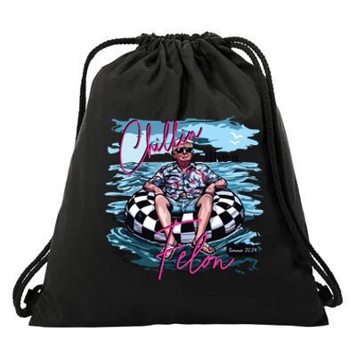 Chillin Like A Felon Funny Trump Summer 2024 Drawstring Bag