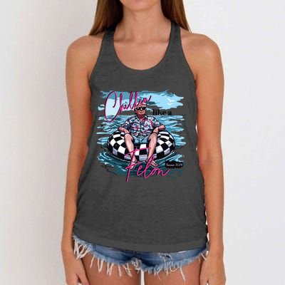 Chillin Like A Felon Funny Trump Summer 2024 Women's Knotted Racerback Tank