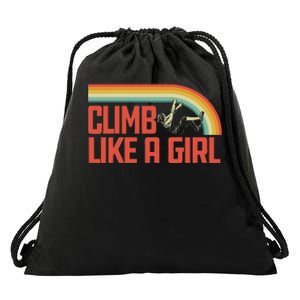 Climb Like A Girl Rock Climbing & Bouldering Retro 80s Drawstring Bag