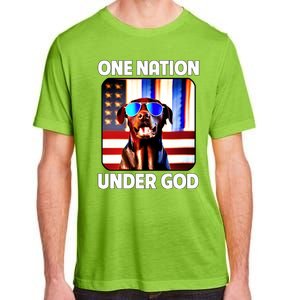 Chocolate Lab American Flag One Nation Under God Patriotic Great Gift Adult ChromaSoft Performance T-Shirt