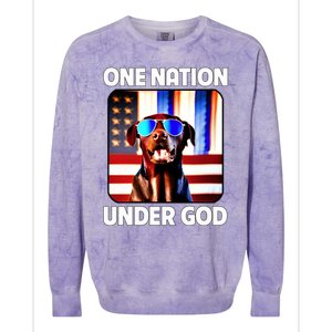 Chocolate Lab American Flag One Nation Under God Patriotic Great Gift Colorblast Crewneck Sweatshirt