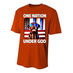 Chocolate Lab American Flag One Nation Under God Patriotic Great Gift Performance Sprint T-Shirt