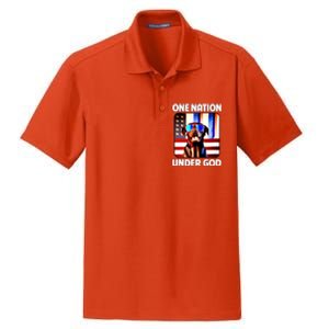 Chocolate Lab American Flag One Nation Under God Patriotic Great Gift Dry Zone Grid Polo