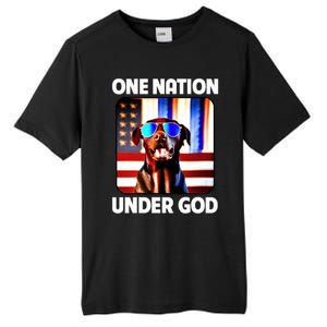 Chocolate Lab American Flag One Nation Under God Patriotic Great Gift Tall Fusion ChromaSoft Performance T-Shirt