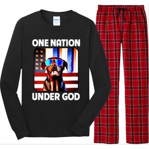 Chocolate Lab American Flag One Nation Under God Patriotic Great Gift Long Sleeve Pajama Set