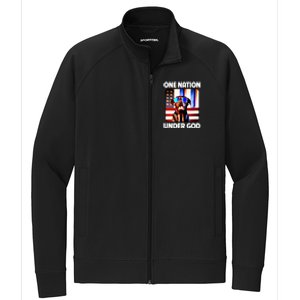 Chocolate Lab American Flag One Nation Under God Patriotic Great Gift Stretch Full-Zip Cadet Jacket