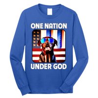 Chocolate Lab American Flag One Nation Under God Patriotic Great Gift Long Sleeve Shirt