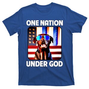 Chocolate Lab American Flag One Nation Under God Patriotic Great Gift T-Shirt