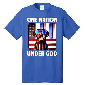 Chocolate Lab American Flag One Nation Under God Patriotic Great Gift Tall T-Shirt