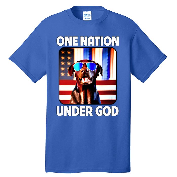 Chocolate Lab American Flag One Nation Under God Patriotic Great Gift Tall T-Shirt