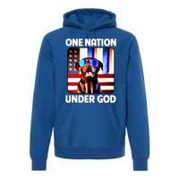 Chocolate Lab American Flag One Nation Under God Patriotic Great Gift Premium Hoodie