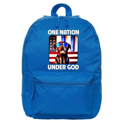 Chocolate Lab American Flag One Nation Under God Patriotic Great Gift 16 in Basic Backpack