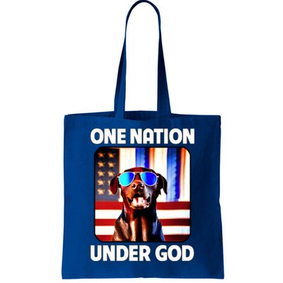 Chocolate Lab American Flag One Nation Under God Patriotic Great Gift Tote Bag