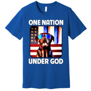 Chocolate Lab American Flag One Nation Under God Patriotic Great Gift Premium T-Shirt