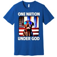 Chocolate Lab American Flag One Nation Under God Patriotic Great Gift Premium T-Shirt