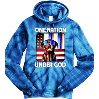 Chocolate Lab American Flag One Nation Under God Patriotic Great Gift Tie Dye Hoodie