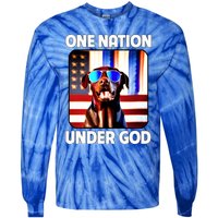 Chocolate Lab American Flag One Nation Under God Patriotic Great Gift Tie-Dye Long Sleeve Shirt