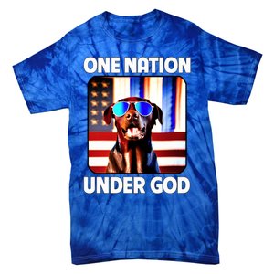 Chocolate Lab American Flag One Nation Under God Patriotic Great Gift Tie-Dye T-Shirt